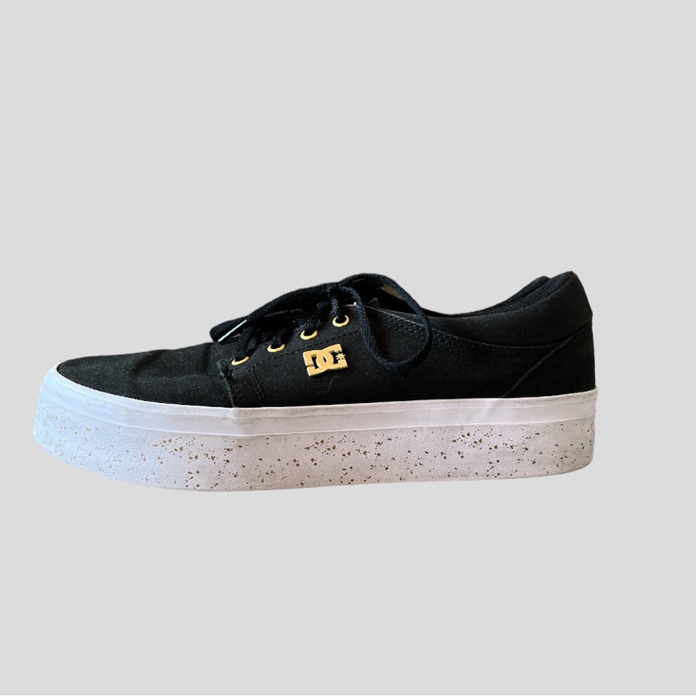 DC Women’s Trase Platform TX SE Lace Up Skateboard Shoe Black & Gold Size 11 - Picture 5 of 8